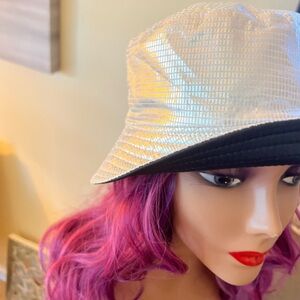 Giftable and 🎄Fun Silver and Black Metallic  Bucket Hat